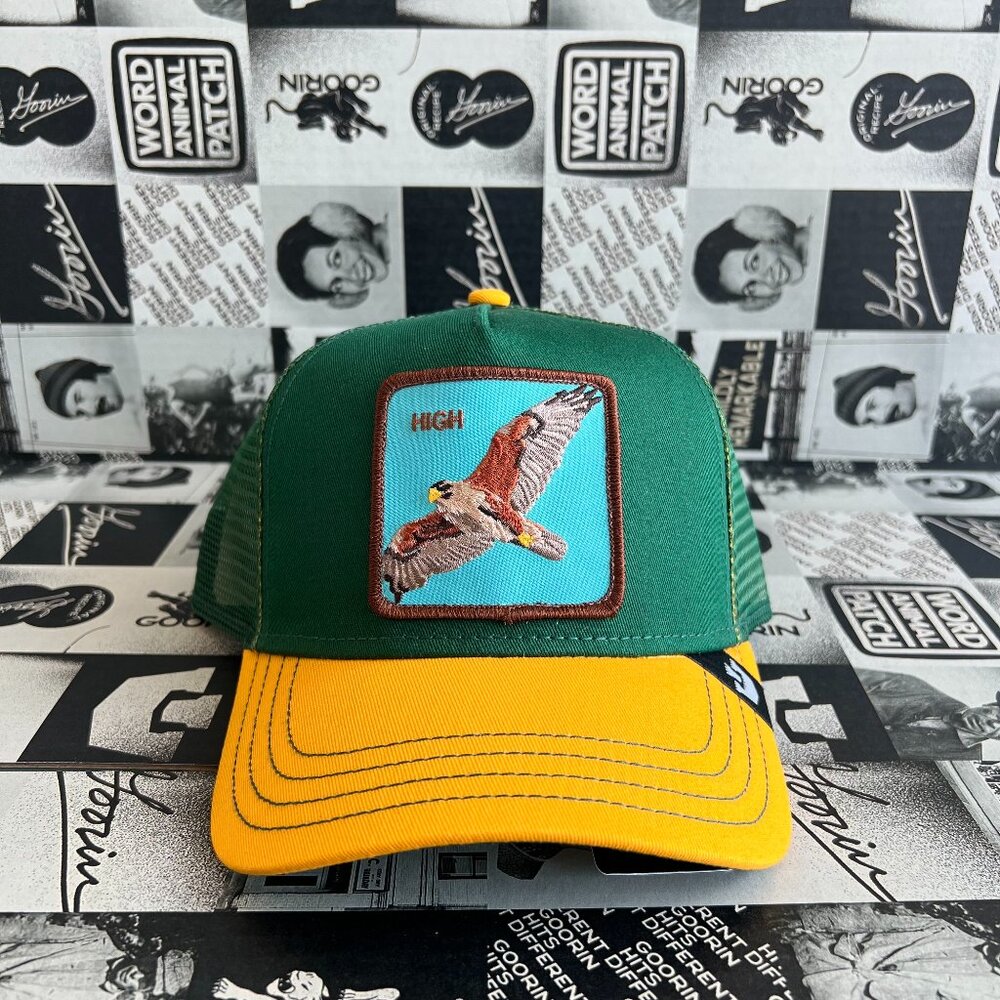 Authentic Goorin Bros The High Eagle Bird "High" Green Yellow Hat (NWT)